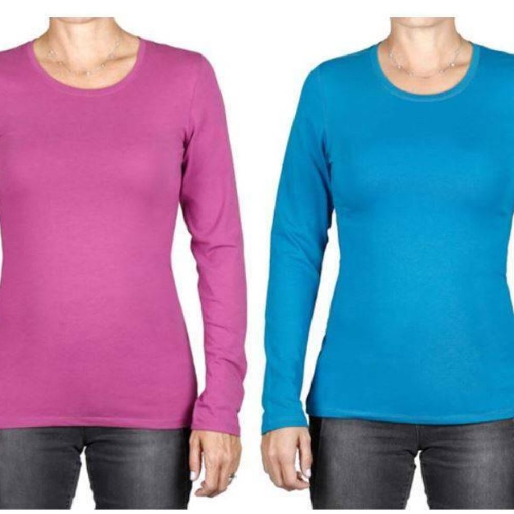 2 Pack - Felina Women's Long Sleeve Crew Neck Tees